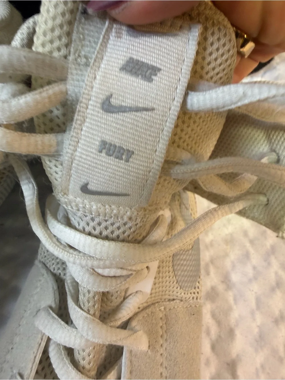 Nike Women’s High-Top Sneakers in Light Gray and White fury wrestling